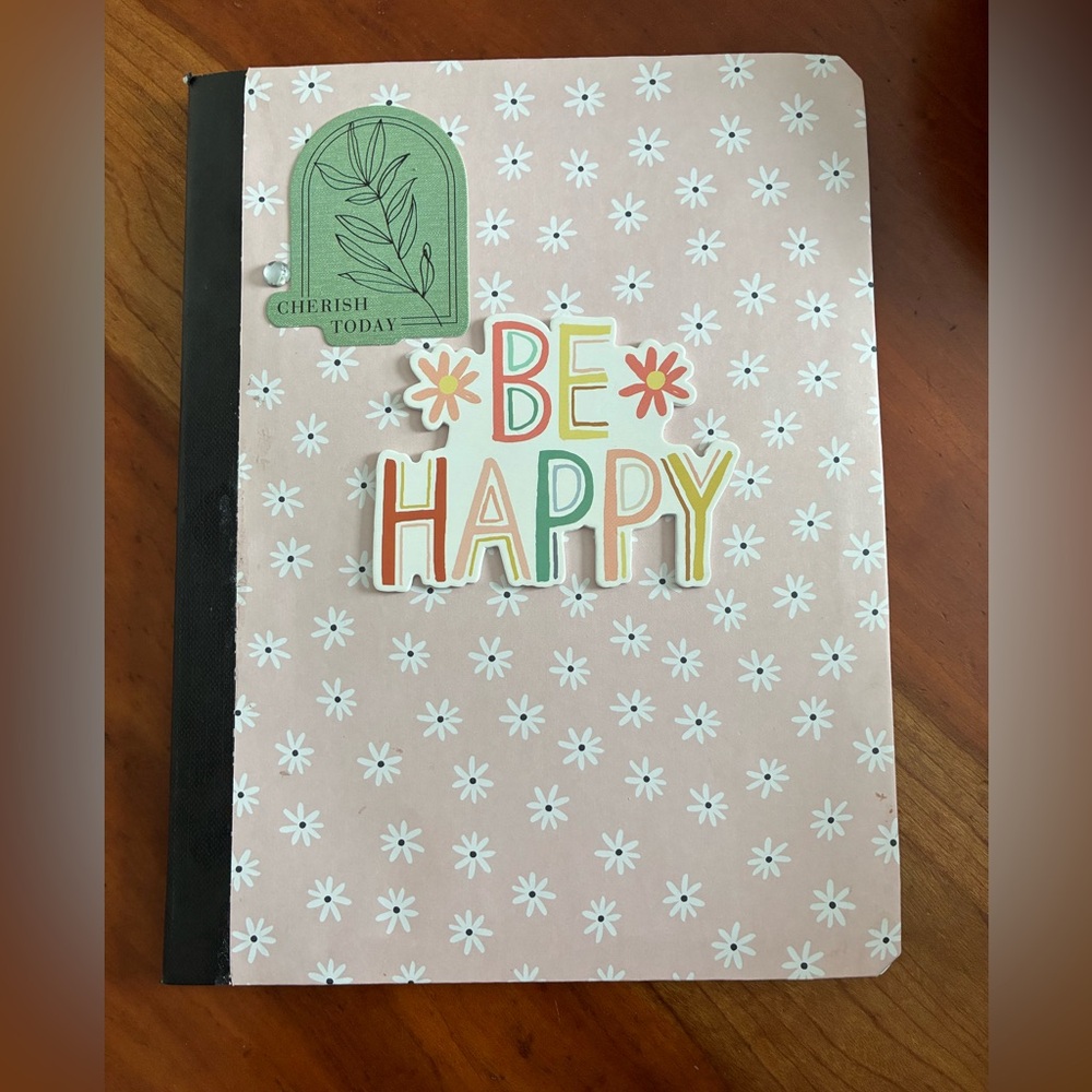 Handmade Be Happy Floral Composition Notebook